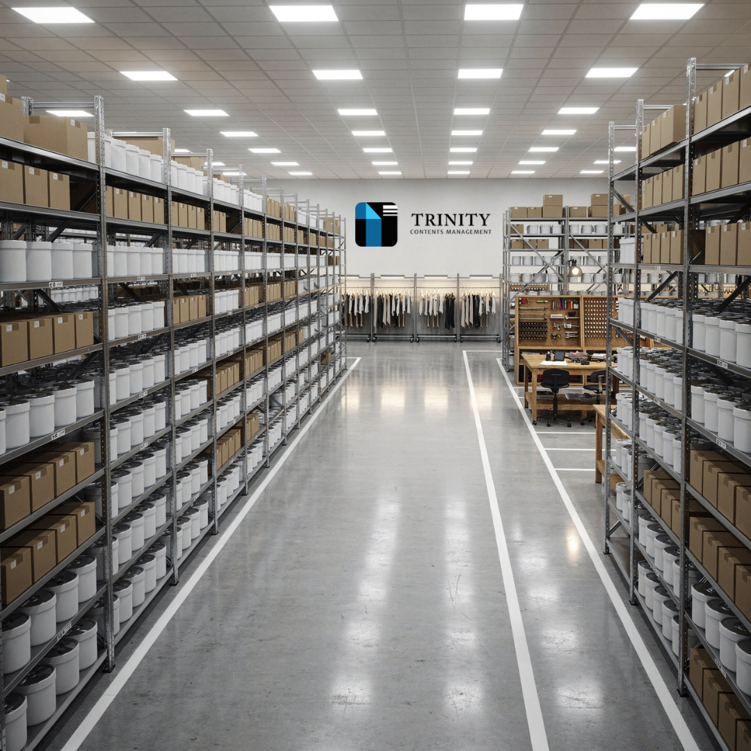 Trinity Contents Management facility — organized contents storage aisle